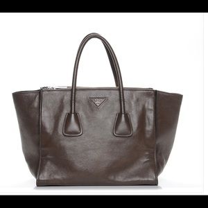 PRADA Glace Calf Twin Pocket Tote Argilla Purse